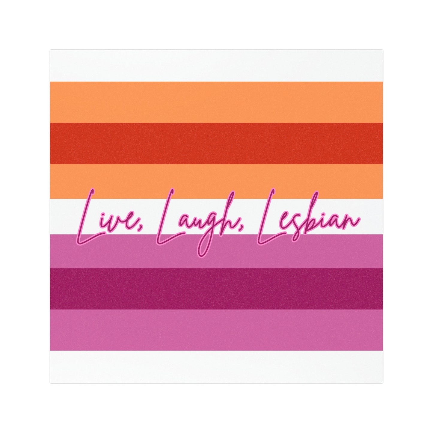 Lesbian Pride Flag Car Magnet — "Live, Laugh, Lesbian" Striped Flag Design