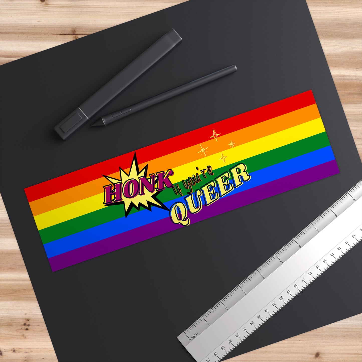 Bumper Sticker — "Honk If You’re Queer" Rainbow Pride Decal